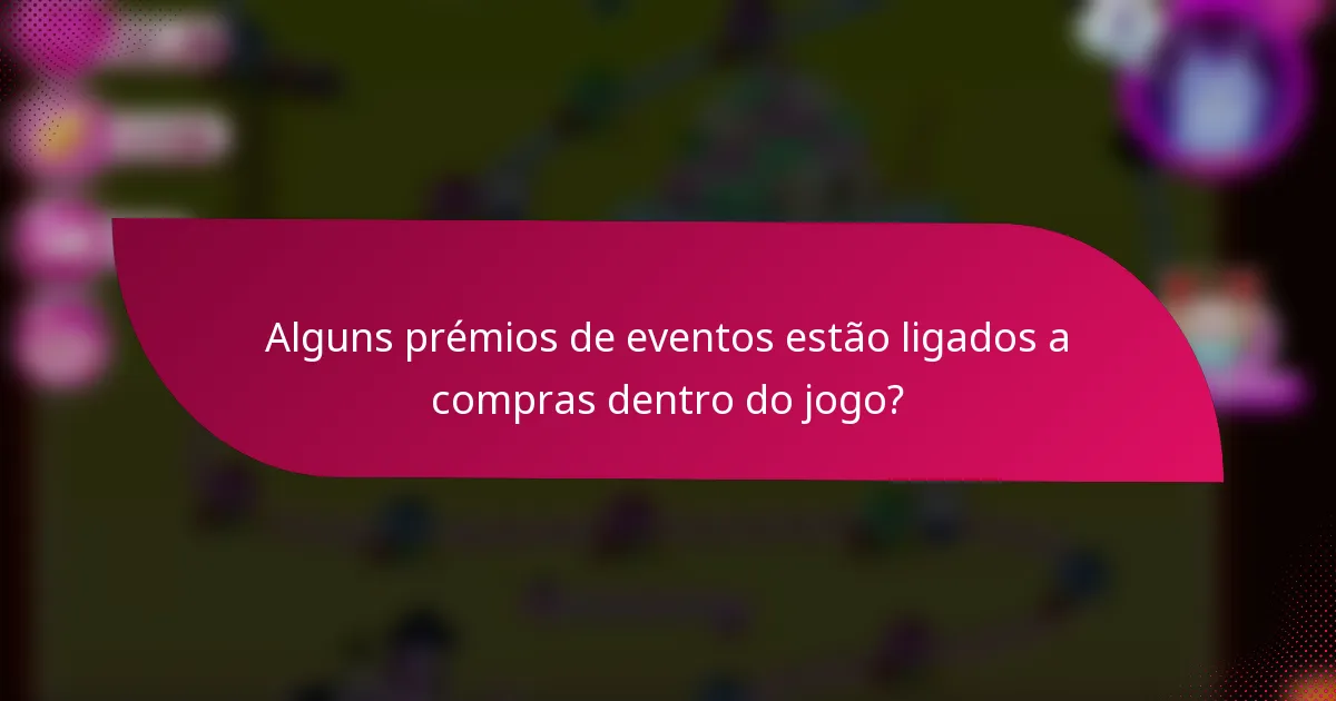 Alguns prémios de eventos estão ligados a compras dentro do jogo?