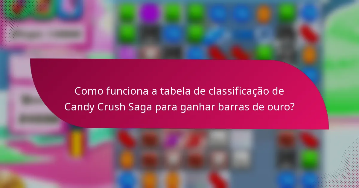 Como funciona a tabela de classificação de Candy Crush Saga para ganhar barras de ouro?